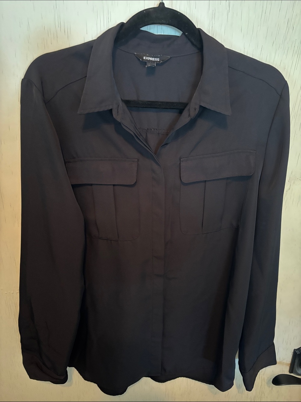 Express Women's Black Long-Sleeve Utility Shirt